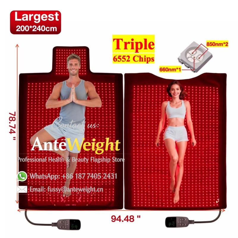 Led Light Therapy Bed Full Body - ผ้าห่มบำบัดด้วยแสงสีแดงแบบสองความยาวคลื่น 2184 หลอด LED ชิป 6552