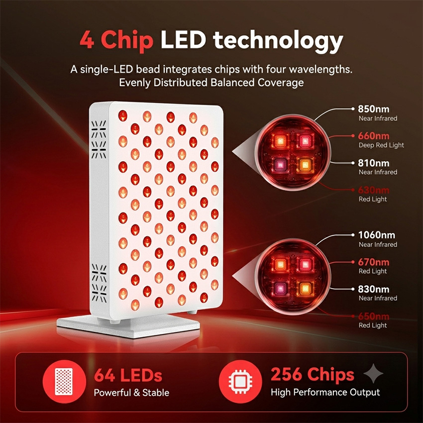 แผงไฟ LED บำบัดด้วยแสงสีแดง 64 - Red Light Therapy Panel 660 850 บทวิจารณ์และราคา